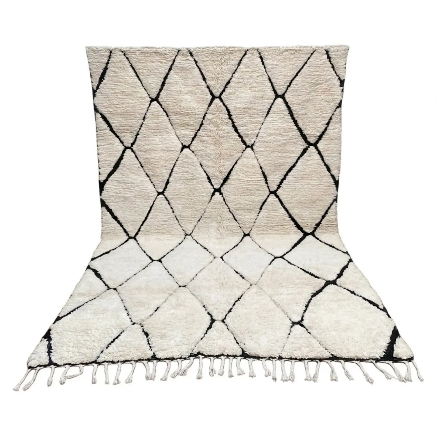 Tapis Beni Ourain - Tapis de couloir marocain - Tapis marocain noir et blanc