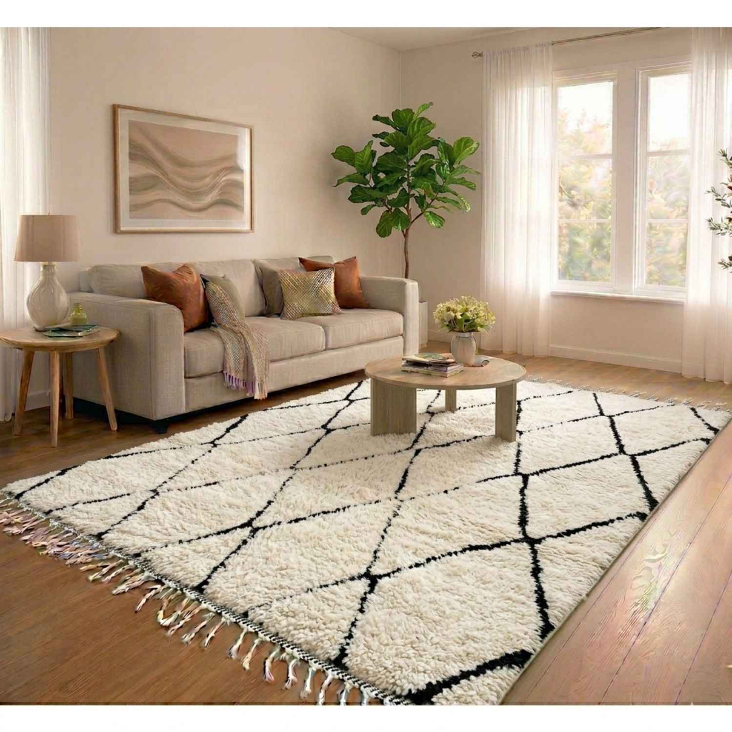 Handmade Beni Ourain Rug – Black and White Moroccan Runner – Berber Carpet – Image 4