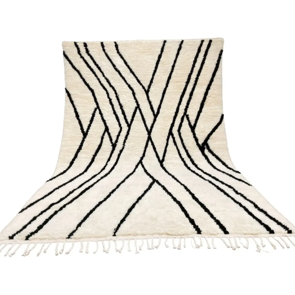 Tapis marocain noir et blanc – Tapis marocain – Tapis de couloir marocain