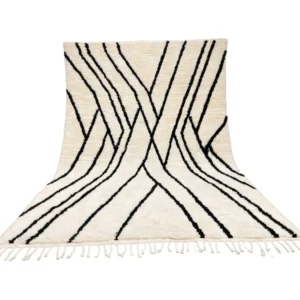 Black and White Moroccan Rug – Handmade Moroccan Runner – Berber Rug
