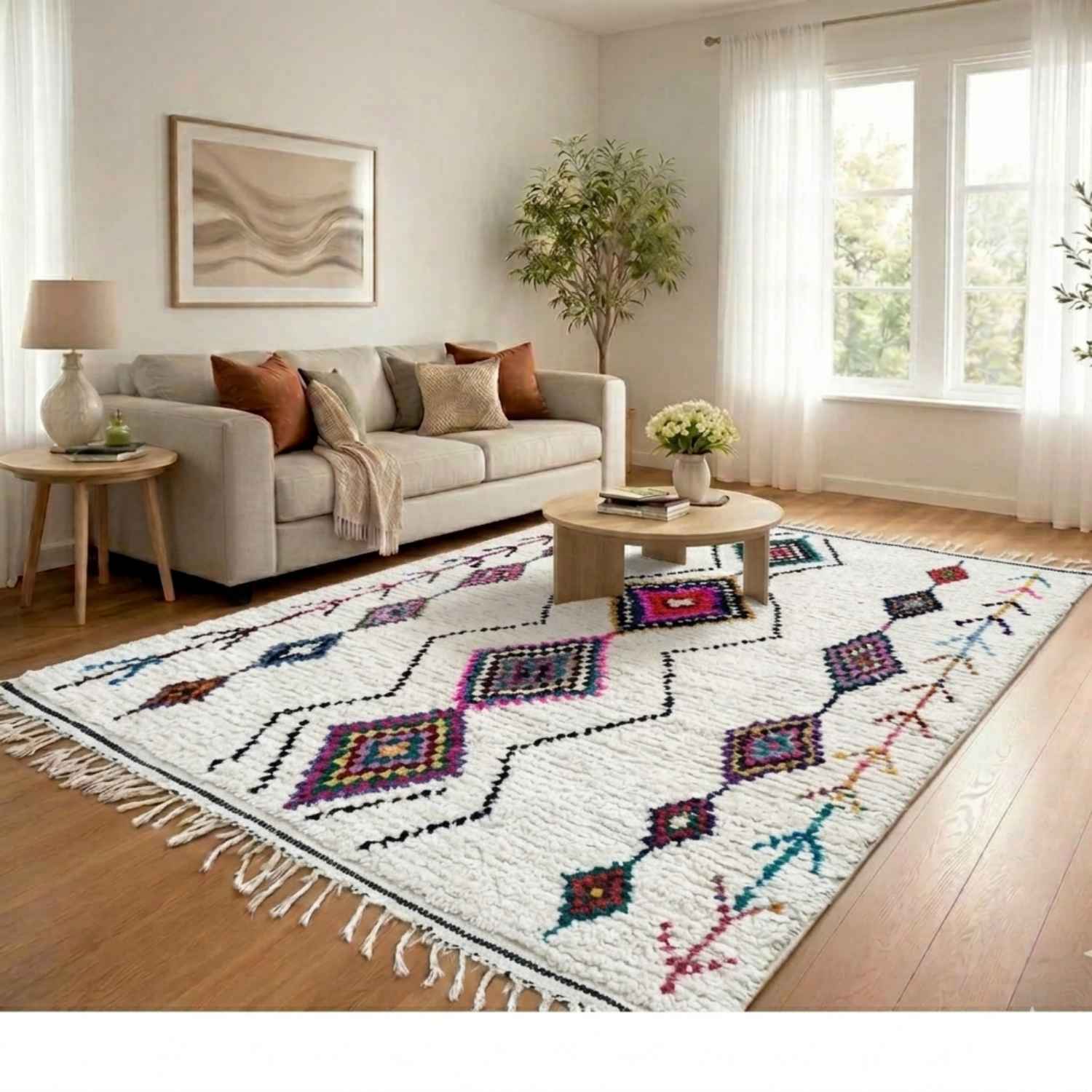 Handmade Azilal Rugs – Beni Ourain Berber Rugs – Colorful Moroccan Carpets - Image 4