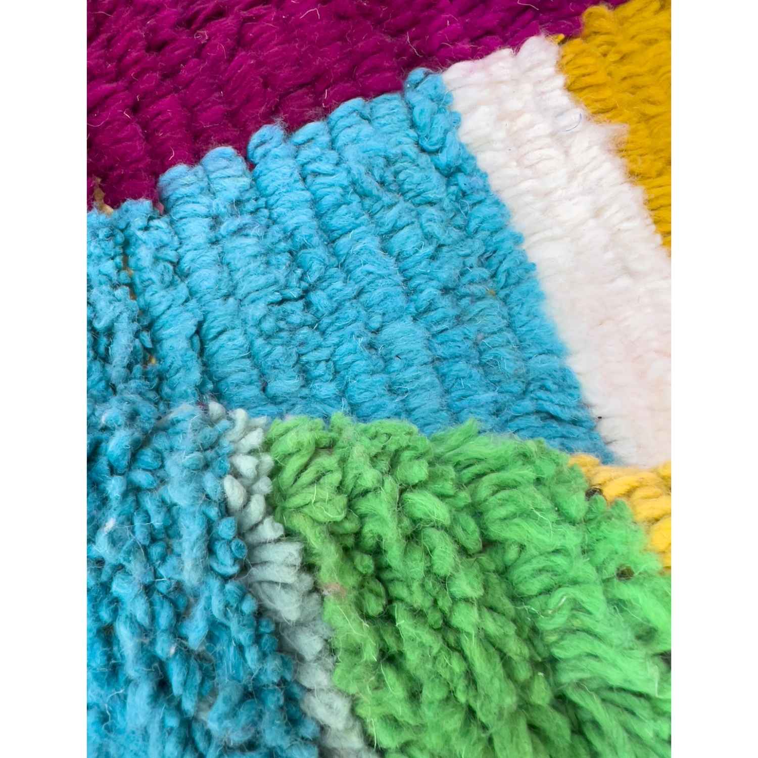 Colorful Boujad Moroccan Rug – Handmade Berber Wool Carpet – Abstract Multicolor Tribal Design – Unique Artisan Rug - Image 5