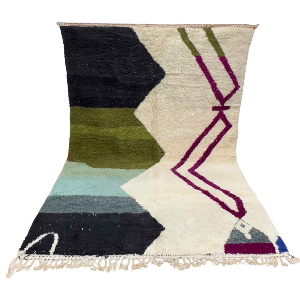 Modern Moroccan Rug – Handmade Berber Wool Carpet – Minimalist Geometric Design – Contemporary Boho Rug